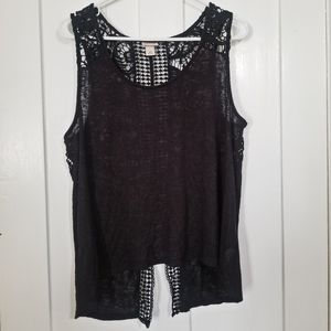 XXL Mossimo Black Open Back Crochet Burnout Tank